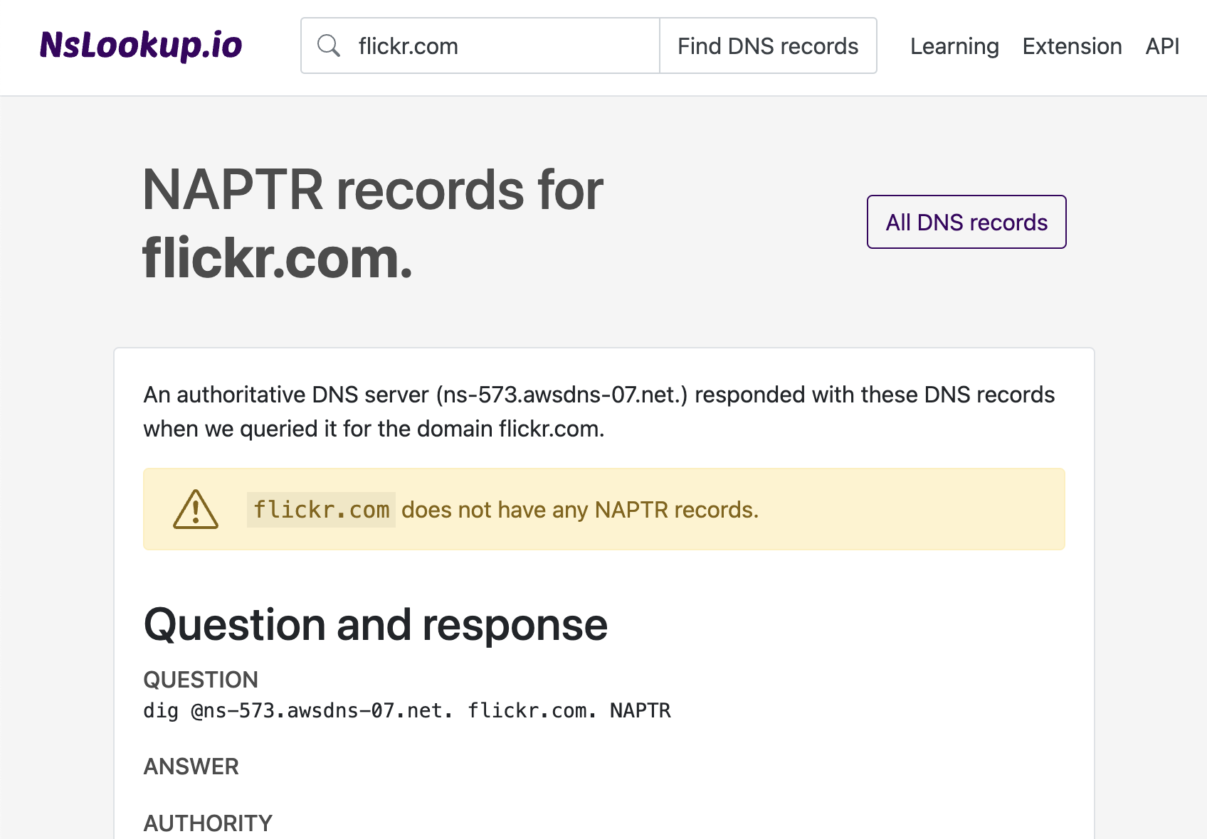 Example DNS NAPTR records